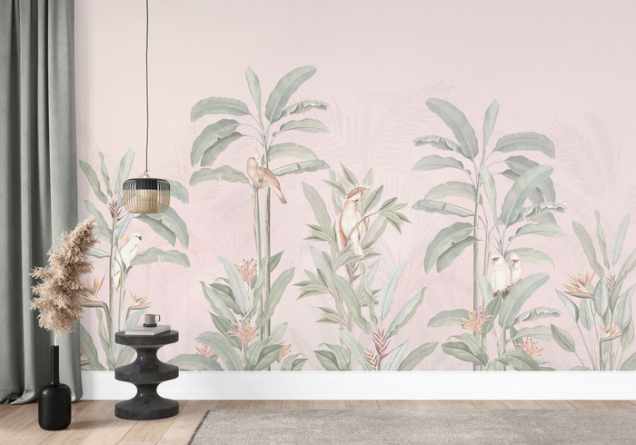 Mural - Tropical Jungle Pink (Per Sqm)