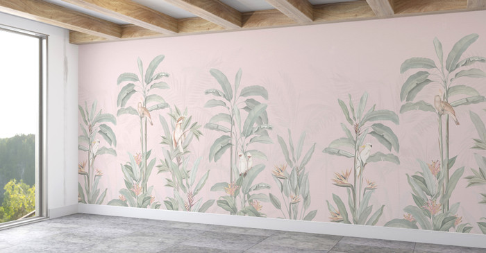 Mural - Tropical Jungle Pink (Per Sqm)