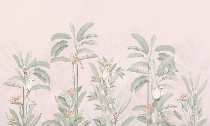 Mural - Tropical Jungle Pink (Per Sqm)