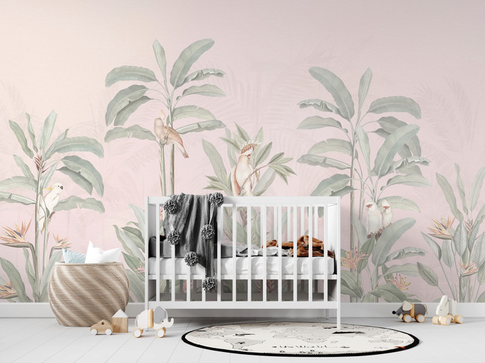 Mural - Tropical Jungle Pink (Per Sqm)