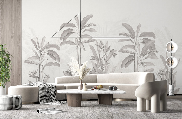 Mural - Tropical Jungle Monochrome (Per Sqm)