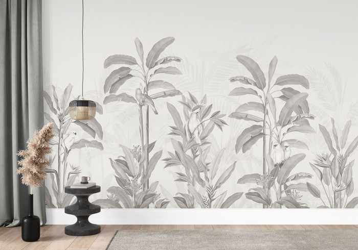 Mural - Tropical Jungle Monochrome (Per Sqm)