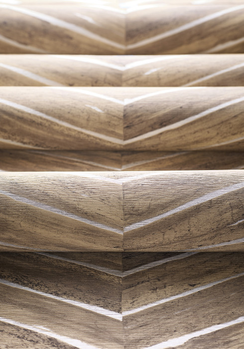 Wood Herringbone - Natural / Metallic Silver