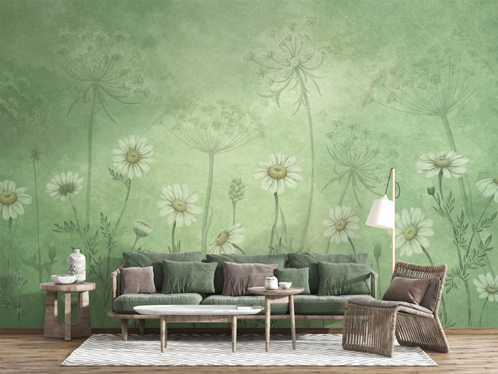 Mural - Daisies Green (Per Sqm)