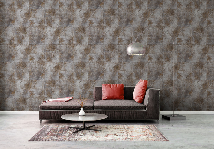 Arezzo II Geometric Textured Metal Effect Brown Bronze Non Woven