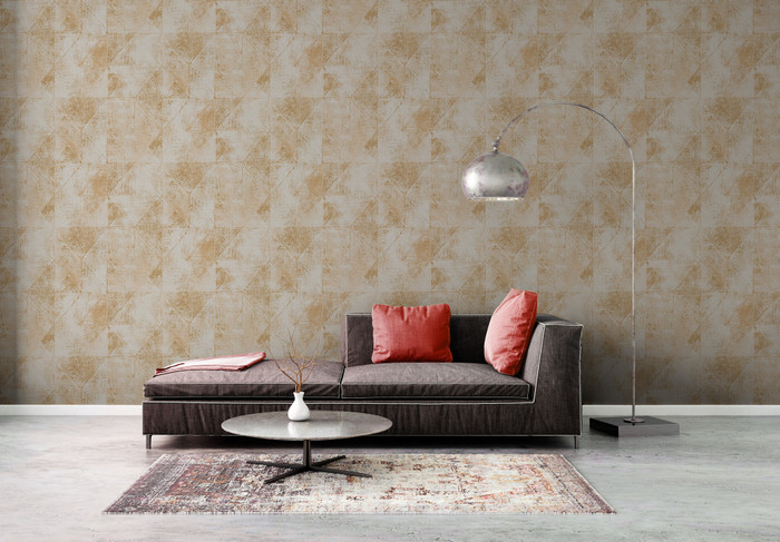 Arezzo II Geometric Textured Metal Effect Gold Non Woven Wallpaper