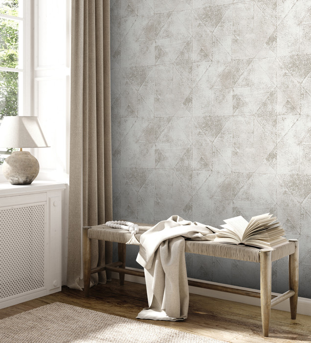 Arezzo 2 Geometric Textured Grey Beige Non Woven Wallpaper