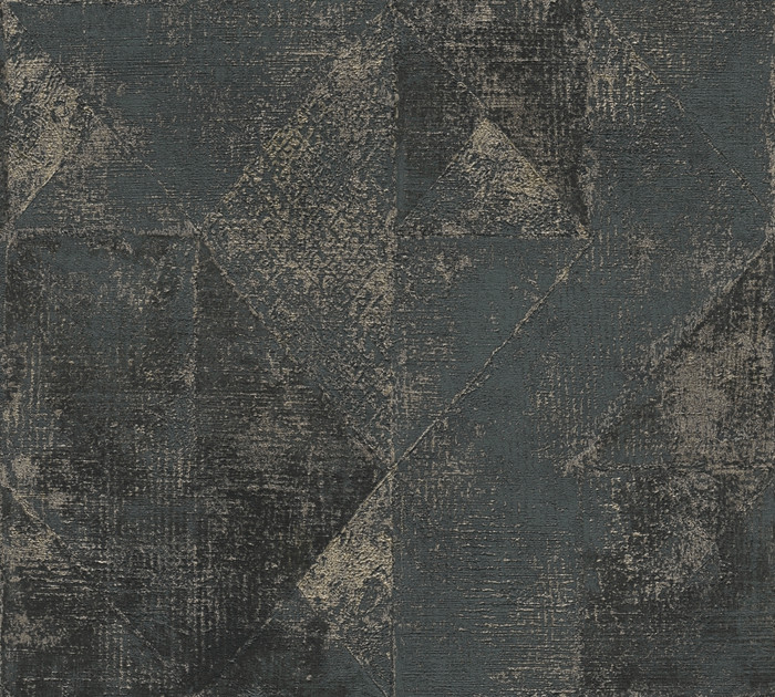 Arezzo II Geometric Textured Metallic Black Gold Non Woven Wallpaper