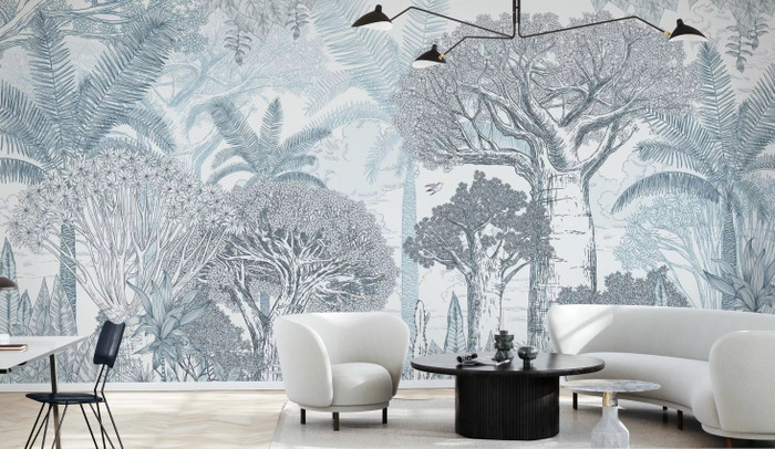 Mural - Baobab Trees Blue (Per Sqm)