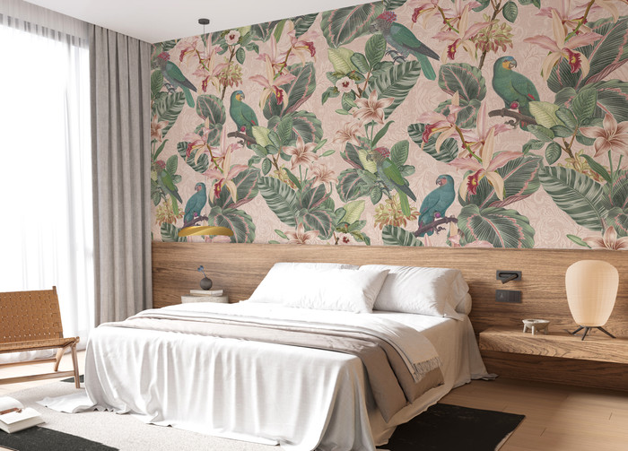 Mural - Tropical Birds Blush (Per Sqm)