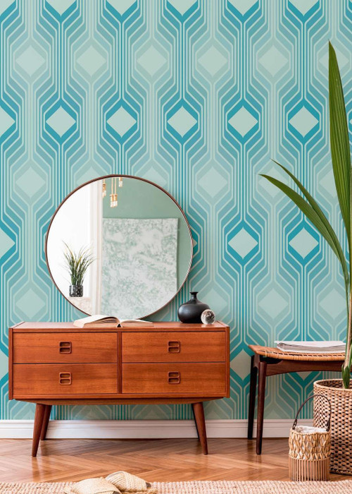 Wallpaper on roll - Aurora Blocks green – Annet Weelink Design