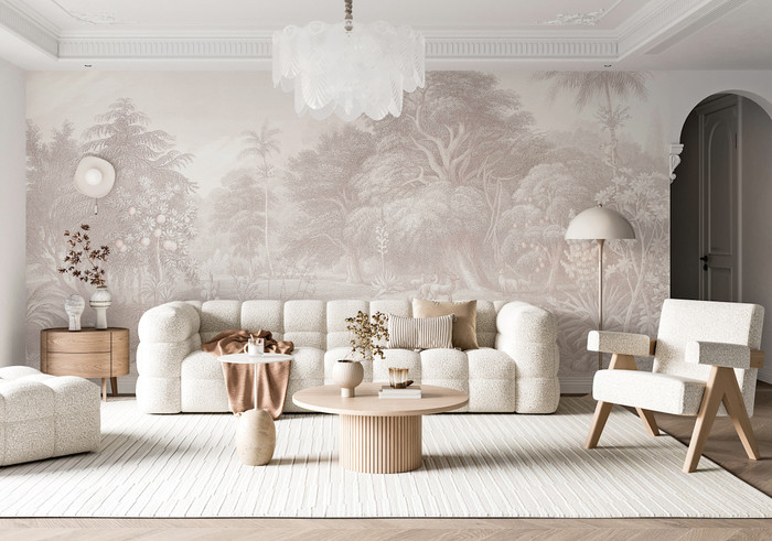 Mural - Forest Etch Taupe Pink (Per Sqm)