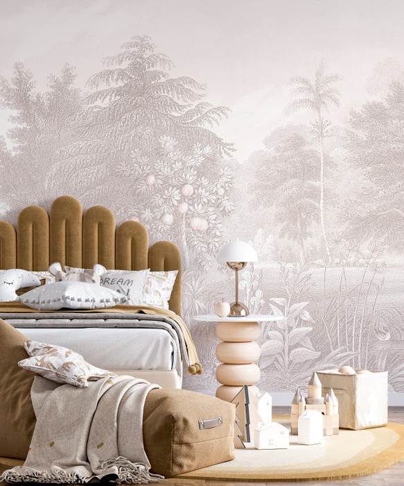 Mural - Forest Etch Taupe Pink (Per Sqm)