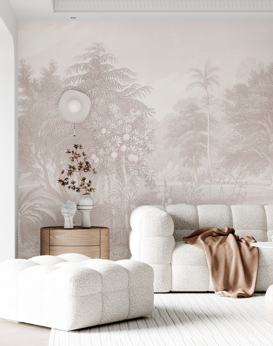 Mural - Forest Etch Taupe Pink (Per Sqm)