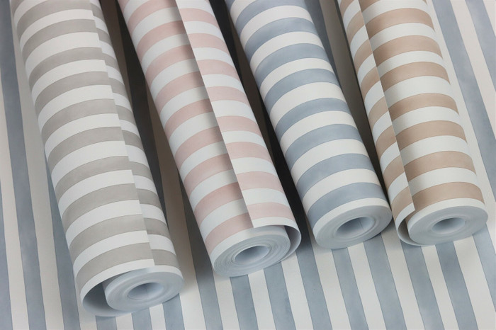 Watercolour Stripe - Pastel Pink / White