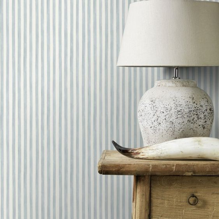 Watercolour Stripe - Pastel Blue / White