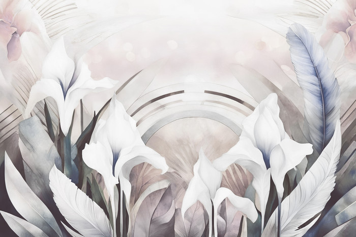 Mural - Irises & Feathers (Per Sqm)