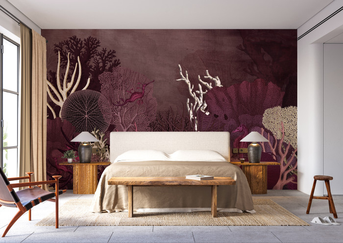 Mural - La Vie Marine Pink (Per Sqm)