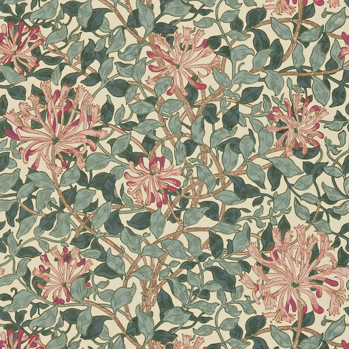 Honeysuckle - Green / Coral / Pink