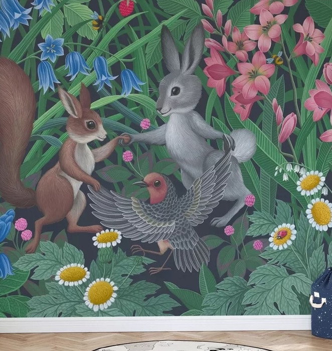Mural - Fairytale Frolic Navy (Per Sqm)