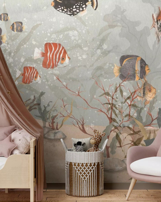 Mural - Aquatic Realm Sepia (Per Sqm)