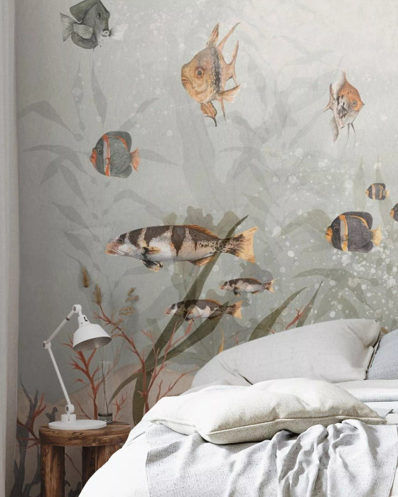 Mural - Aquatic Realm Sepia (Per Sqm)