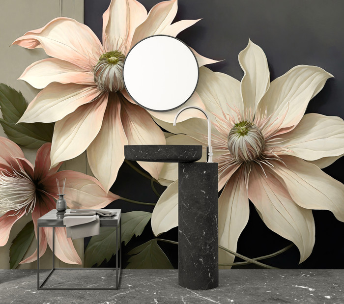 Mural - Camille Cream / Peach (Per Sqm)