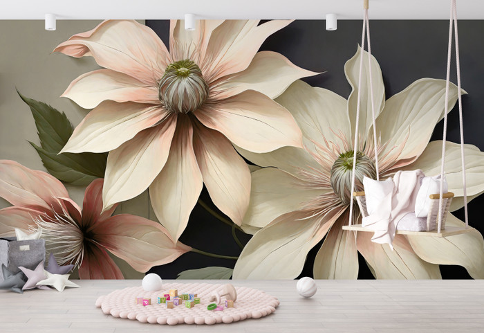 Mural - Camille Cream / Peach (Per Sqm)