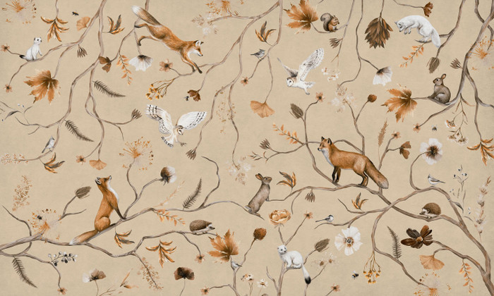Mural - Playful Forest Beige (Per Sqm)