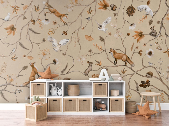 Mural - Playful Forest Beige (Per Sqm)