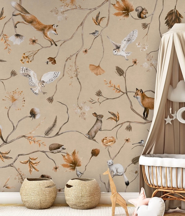 Mural - Playful Forest Beige (Per Sqm)