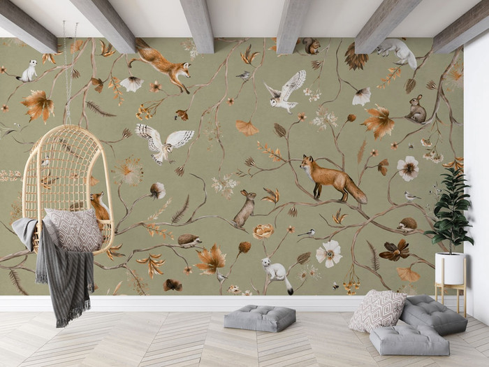 Mural - Playful Forest Khaki (Per Sqm)