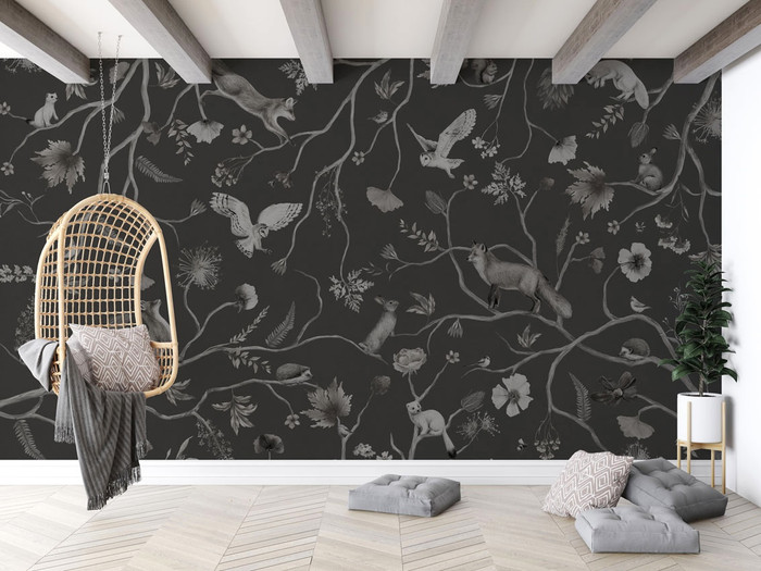 Mural - Playful Forest Black (Per Sqm)