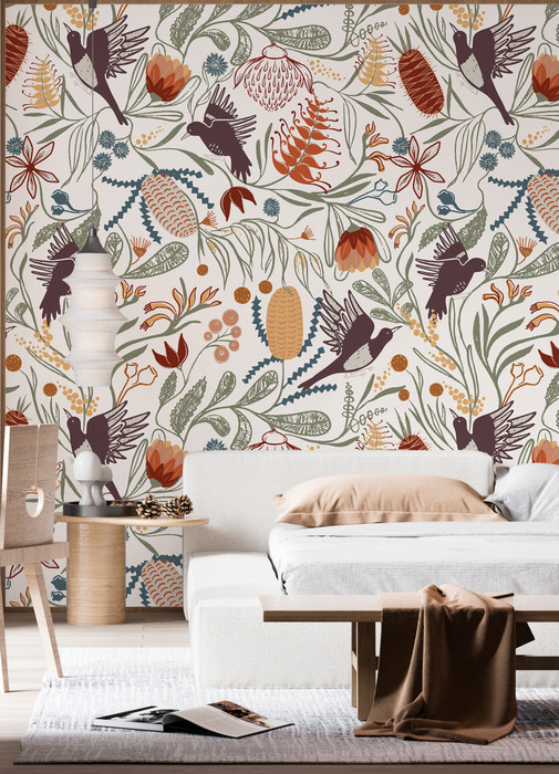 Mural - Magpie Floral Cream (Per Sqm)