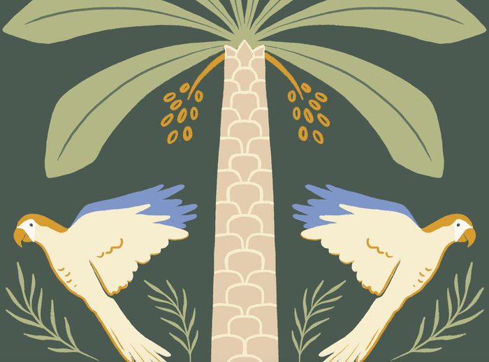 Mural - Date Palm Scallop Dark (Per Sqm)