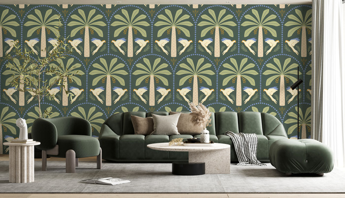 Mural - Date Palm Scallop Dark (Per Sqm)