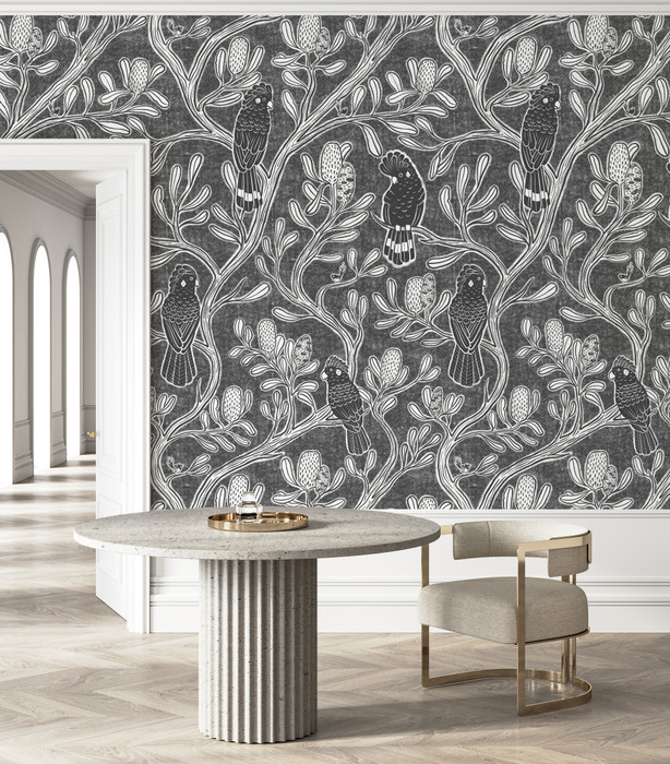 Mural - Black Cockatoo Monochrome (Per Sqm)