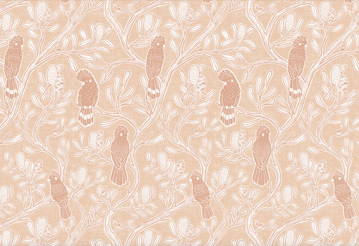 Mural - Black Cockatoo Terra Blush (Per Sqm)