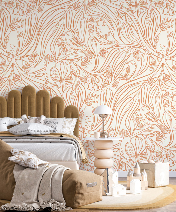 Mural - Gum Leaf Party Rust (Per Sqm)