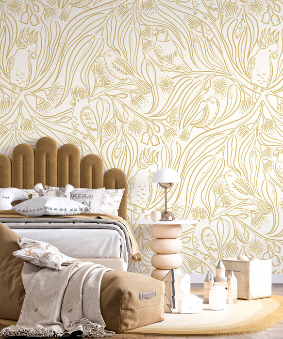 Mural - Gum Leaf Party Ochre (Per Sqm)