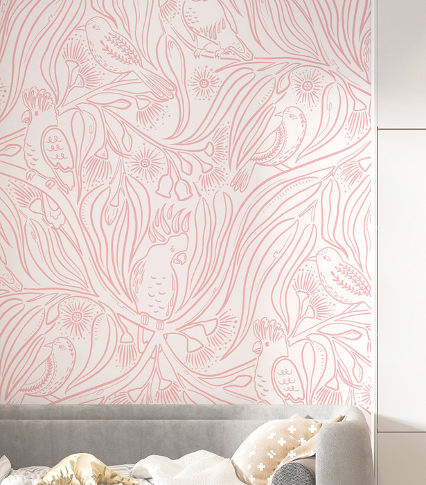 Mural - Gum Leaf Party Pink (Per Sqm)