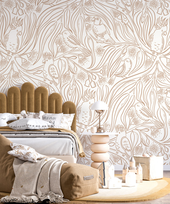 Mural - Gum Leaf Party Latte (Per Sqm)