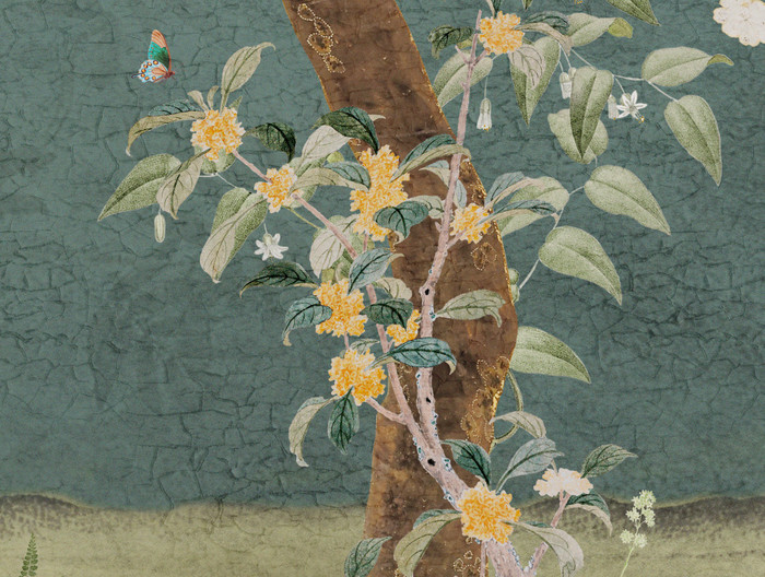 Mural - Lingering Garden Teal (Per Sqm)