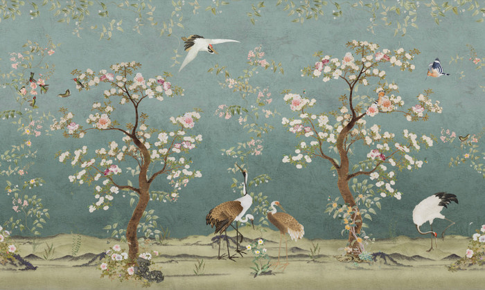 Mural - Lingering Garden Teal (Per Sqm)