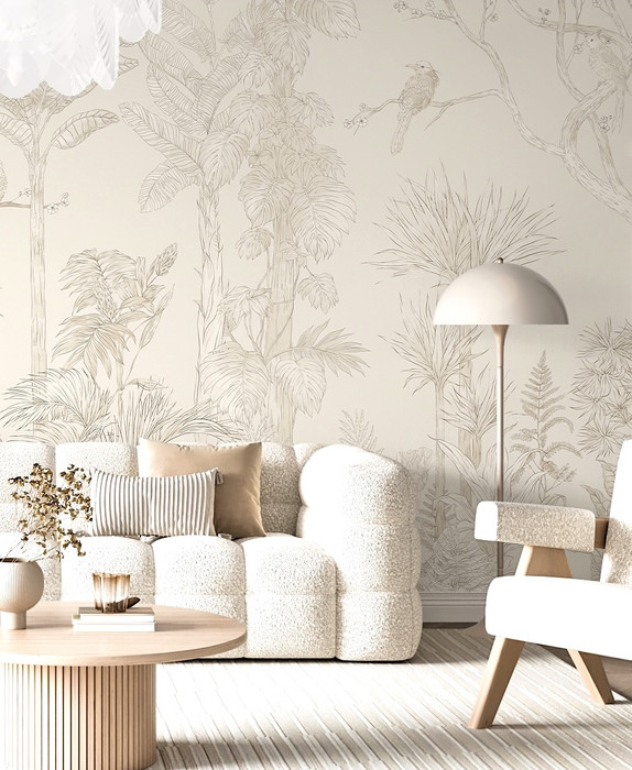 Mural - Parrot Jungle Cream (Per Sqm)