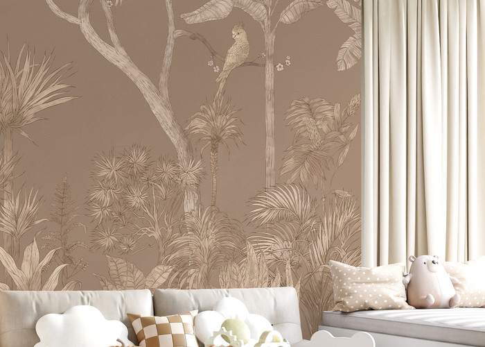 Mural - Parrot Jungle Burnt Umber (Per Sqm)