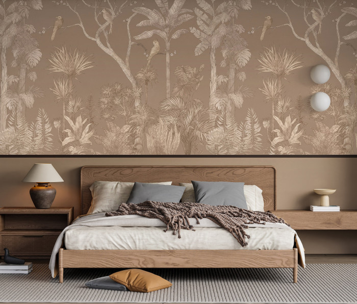 Mural - Parrot Jungle Burnt Umber (Per Sqm)