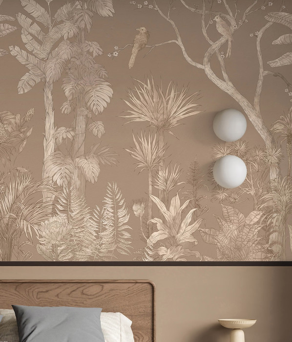 Mural - Parrot Jungle Burnt Umber (Per Sqm)