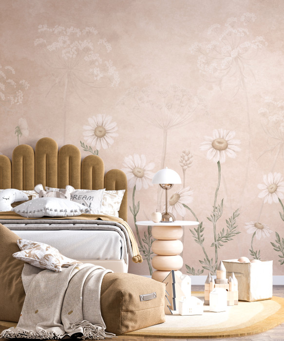 Mural - Daisies Soft Pink (Per Sqm)