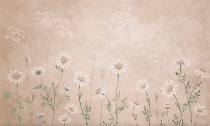 Mural - Daisies Soft Pink (Per Sqm)